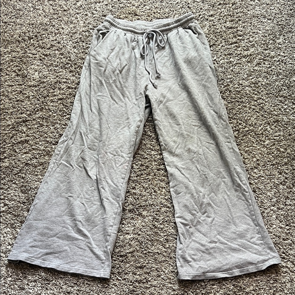 Gray Wide Leg Sweatpants